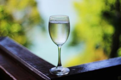 Close-up of beer glass on table