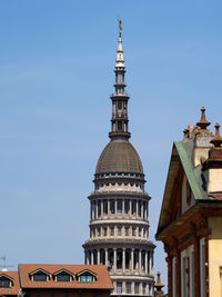 Low angle view of historic building against clear sky