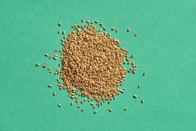 Directly above shot of flax seeds on table