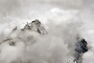 Scenic view of snow covered mountains against sky