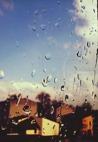 Close-up of water drops on glass