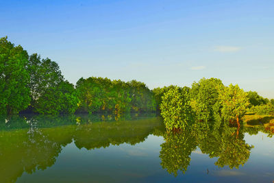 Scenic view of lake against sky