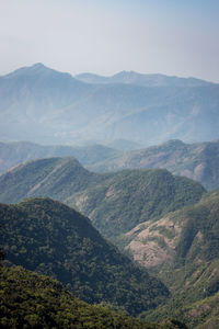 High angle view of valley against sky