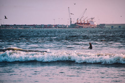 View of calm sea against clear sky