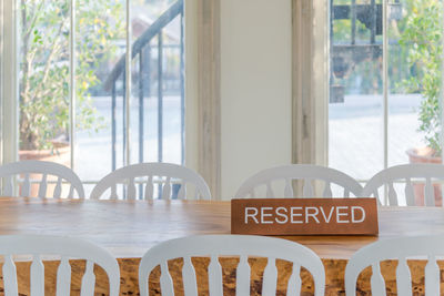 Empty chairs and table at home