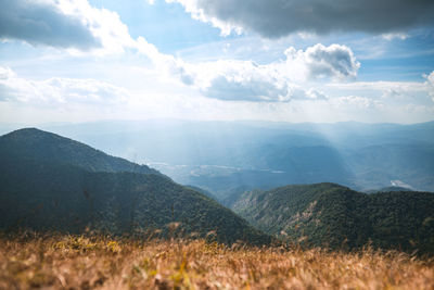 Scenic view of mountains against sky