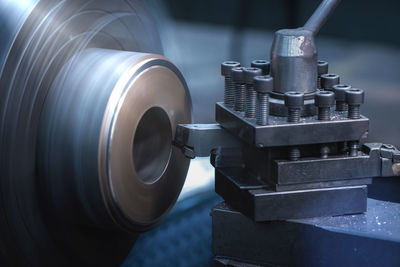 Close-up of machine part in factory