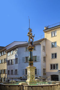 Memorial fountain in zurich downtown, switzerland