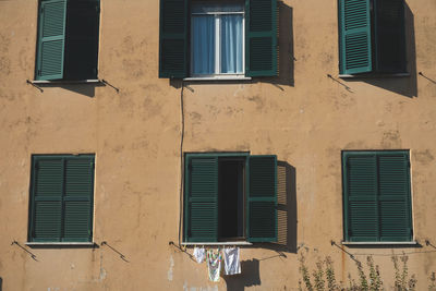 Low angle view of windows on building