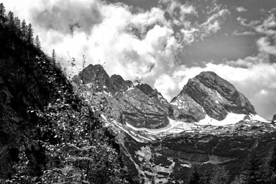 Low angle view of mountains against sky