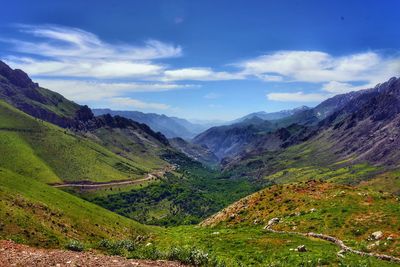 Scenic view of mountains against sky