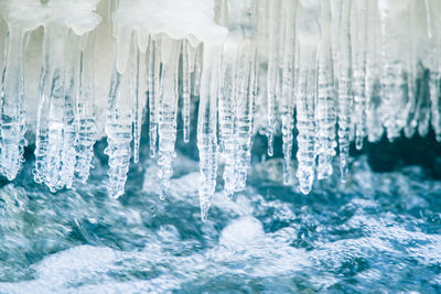 Close-up of frozen water in sea