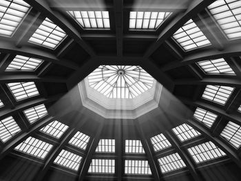Low angle view of skylight in building