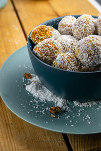 Close-up of breakfast on table