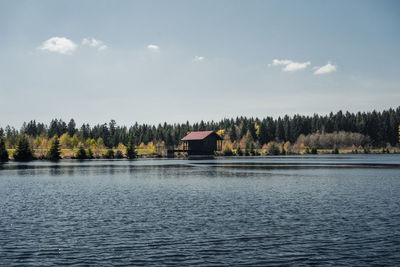 Scenic view of lake against sky