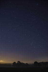 Silhouette trees against sky at night