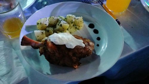Close-up of burger in plate