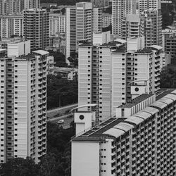 Black and white public housing apartments in singapore