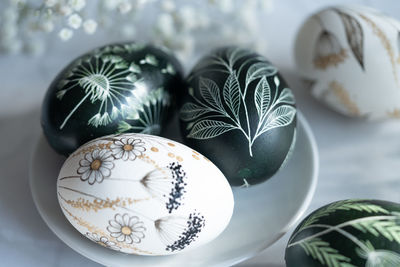 Close-up of christmas decorations on table