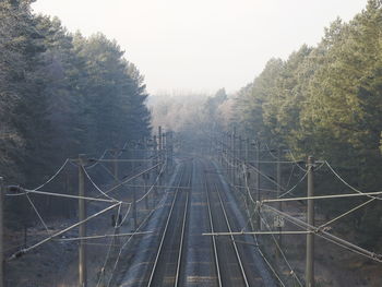 High angle view of railroad tracks against sky