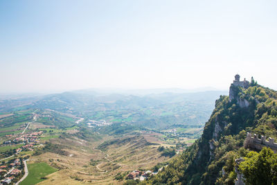 Scenic view of mountains against clear sky