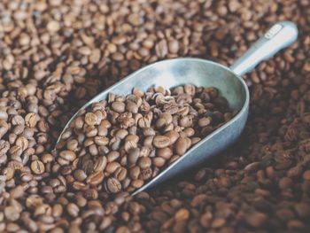 High angle view of coffee beans