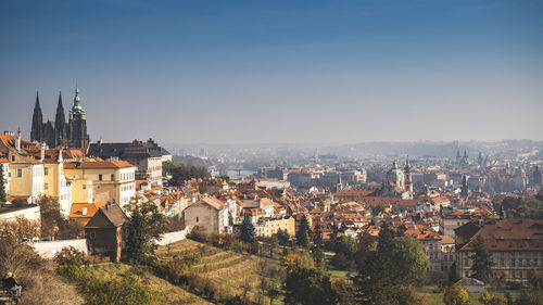 High angle view of townscape against sky