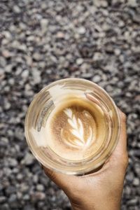 Close-up of hand holding coffee cup