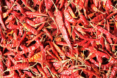 Full frame shot of red chili peppers for sale