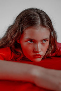 Close-up portrait of a beautiful young woman