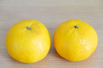 Close-up of orange on table