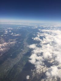 Aerial view of cloudscape over mountain