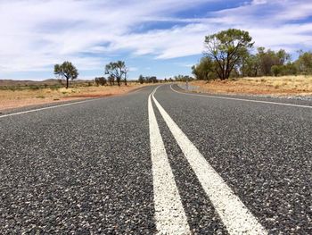 Empty road along trees