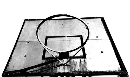 Low angle view of basketball hoop against clear sky