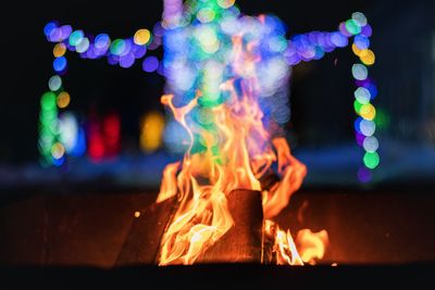 Defocused image of fire at night