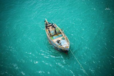 High angle view of boat in sea