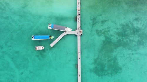 Aerial view of boats in sea