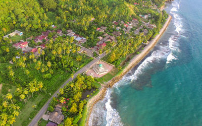 High angle view of beach and sea