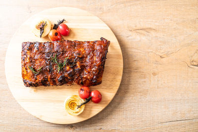 High angle view of food on table