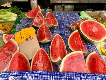 High angle view of fruits for sale in market