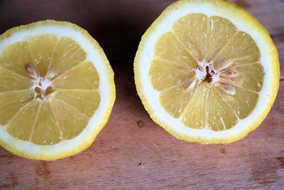 Close-up of lemon on table