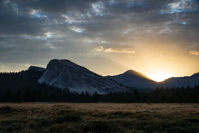 Scenic view of mountains against sky during sunset in yosemite national park - california