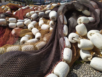 High angle view of fishing net