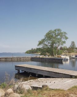 Scenic view of river against clear sky