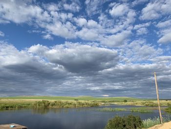Scenic view of lake against sky