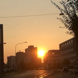 City street at sunset