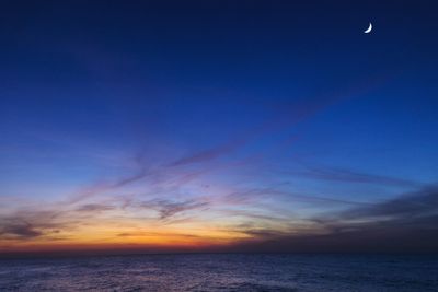 Scenic view of sea against sky at sunset