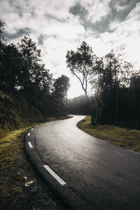 Road by trees against sky