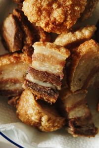 High angle view of bread in plate