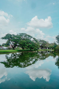 Scenic view of lake against sky